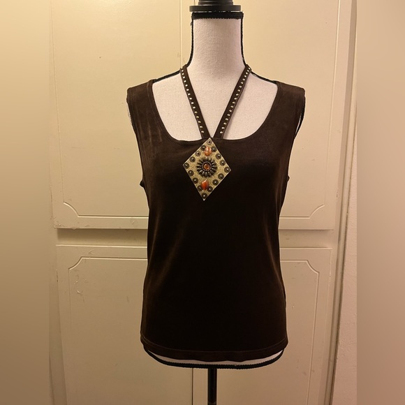 3 pieces Brown Pants Set Slinky Fabric         It is New never worn - Picture 5 of 7